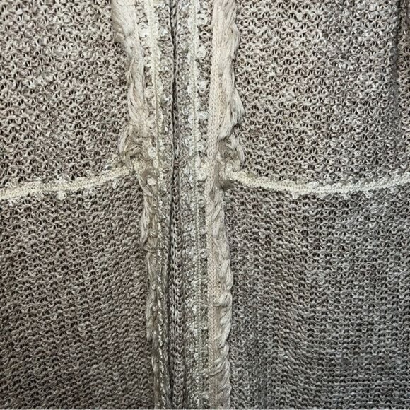 Nic & Zoe Open Knit Beige Cardigan With Fringe Trim 3/4 Sleeves Women's Size S - Picture 4 of 11